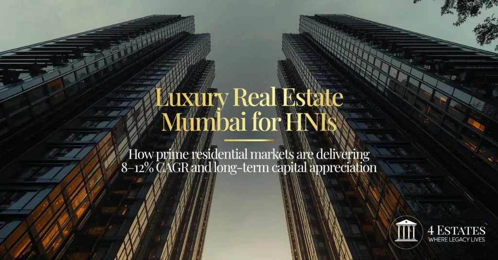 Luxury real estate Mumbai for HNIs — prime residential markets delivering 8 to 12 percent CAGR and long-term capital appreciation | 4 Estates Realtors