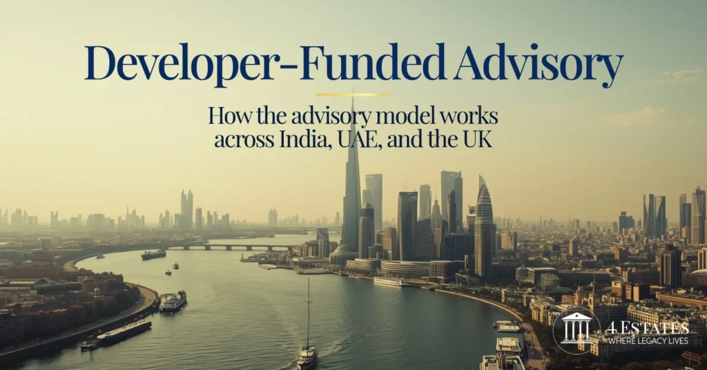 developer funded advisory cross border property investment India UAE UK London skyline 4 Estates