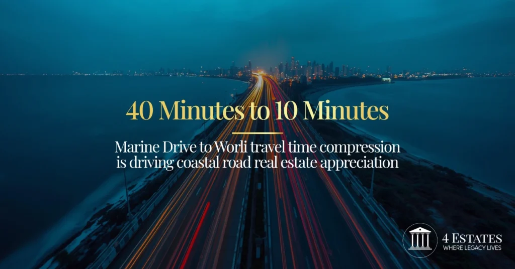 Marine Drive to Worli travel time reduced from 40 to 10 minutes, driving coastal road real estate appreciation in 2026