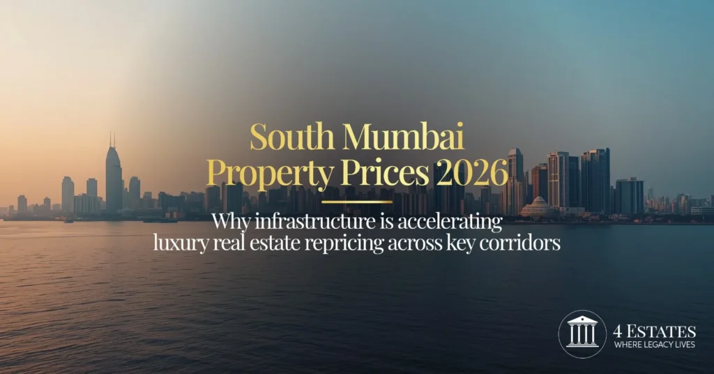 South Mumbai property prices 2026 — infrastructure accelerating luxury real estate repricing across key corridors, 4 Estates