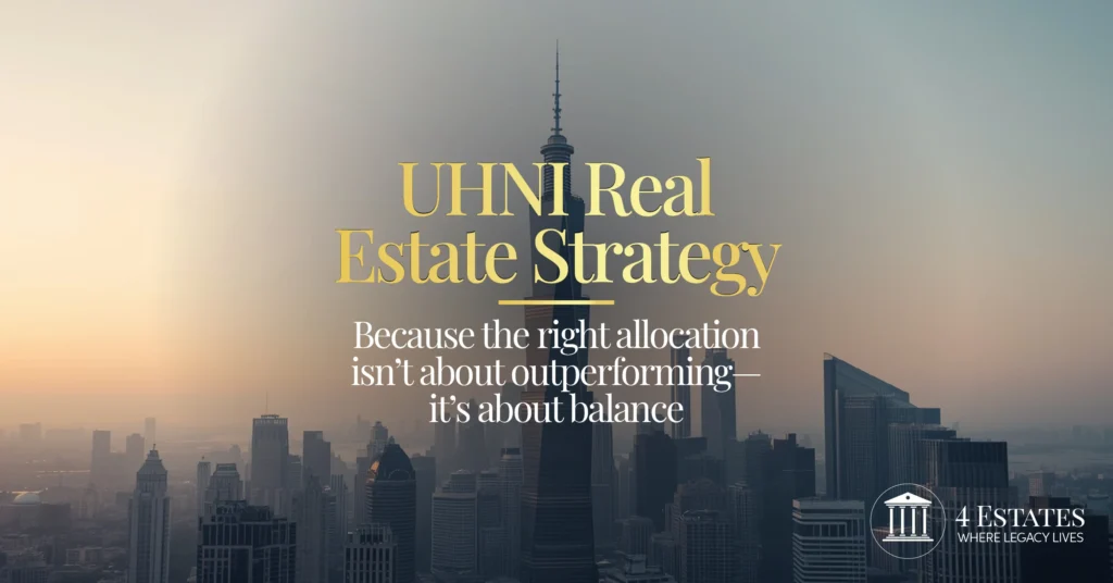 UHNI real estate strategy for balanced portfolio allocation across Mumbai Dubai and London — luxury skyline — 4 Estates
