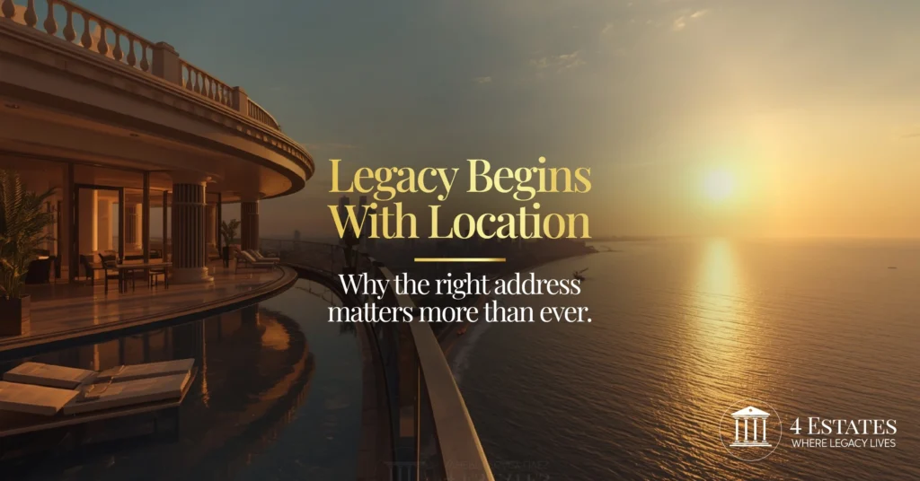 Luxury terrace with sea view at sunset representing legacy-driven property investment, 4 Estates private advisory