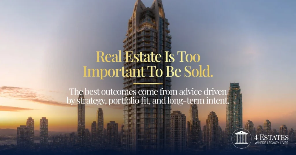 Real estate is too important to be sold — portfolio strategy and long-term advisory thinking, 4 Estates Realtors