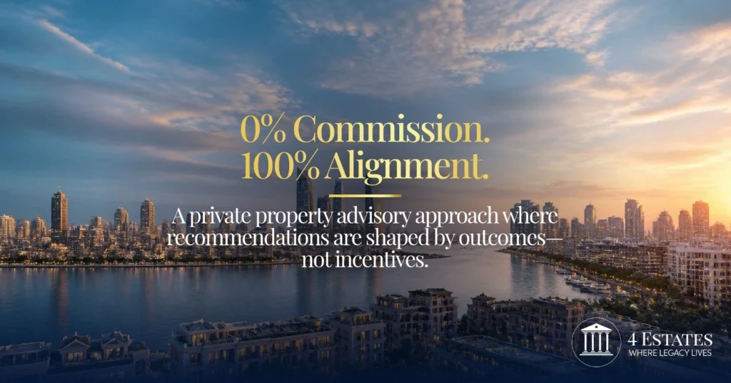 0% commission developer-funded advisory model — recommendations shaped by client outcomes not incentives, 4 Estates
