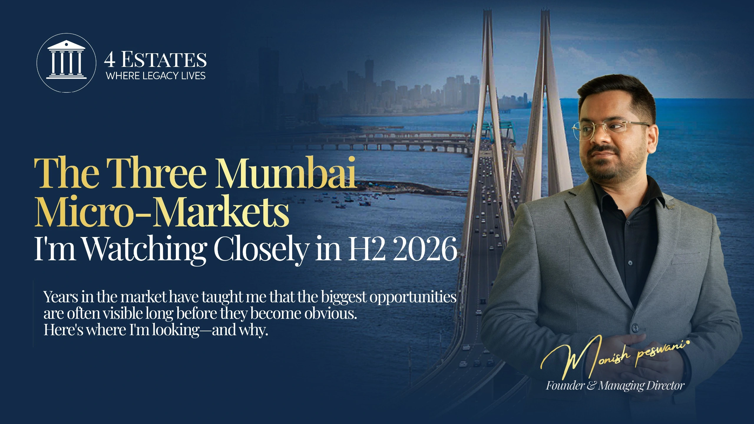 Mumbai micro-markets 2026: Worli sea-face skyline at dusk, the 4 Estates luxury property outlook